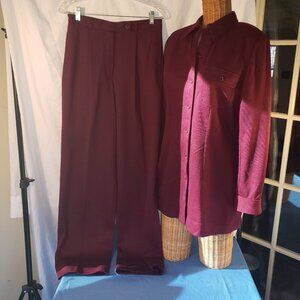 Ladies Vintage LIZ CLAIBORNE STUDIO Wool Pants Suit in Mulberry - 8/10